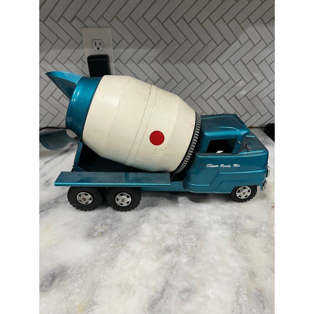 Vintage Structo Ready Mix Cement Mixer Truck Pressed Steel Toy USA 1950s